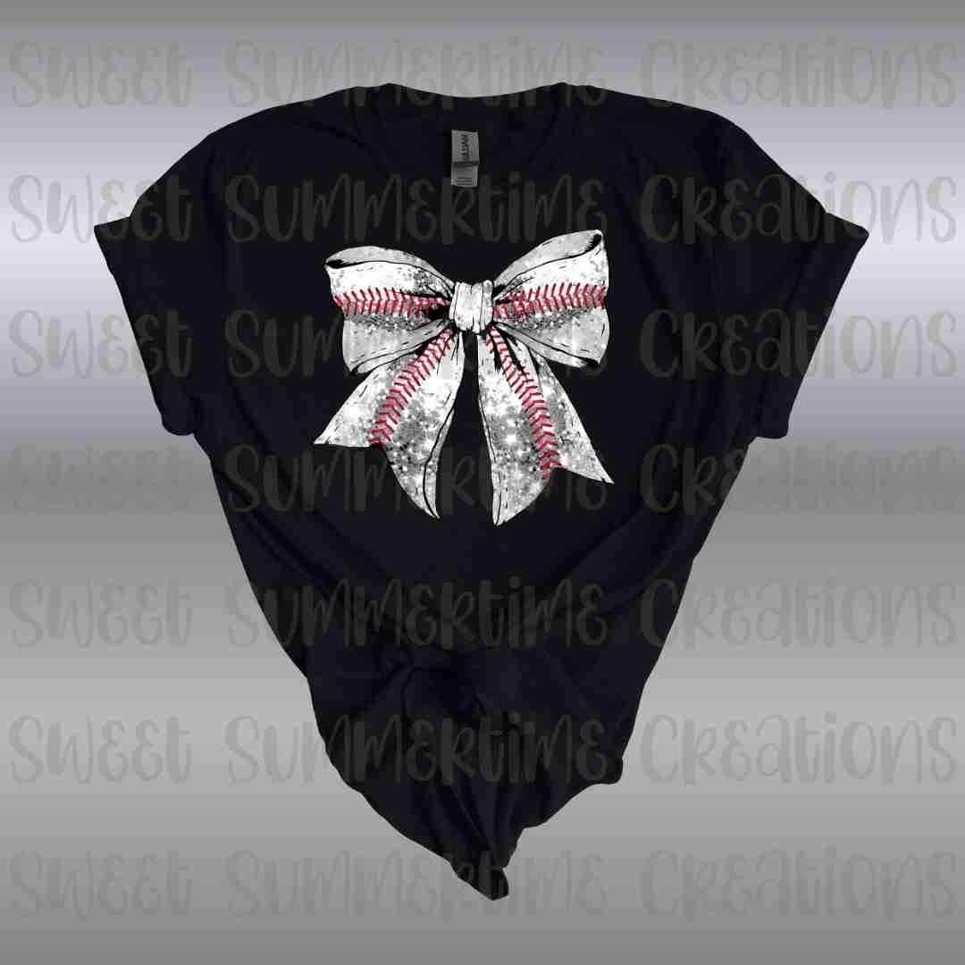Faux Glitter Baseball Bow