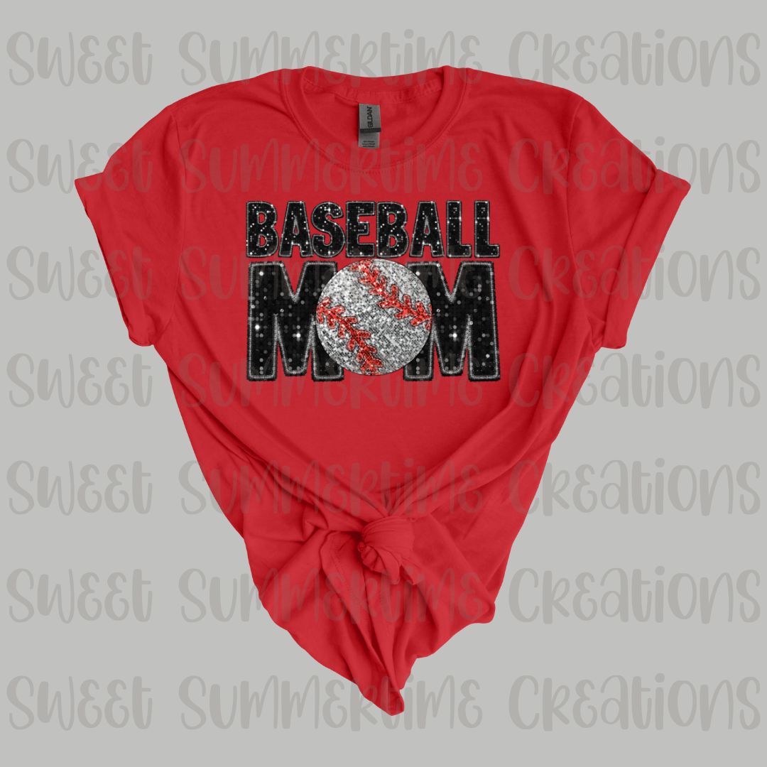 Faux Glitter Baseball Mama