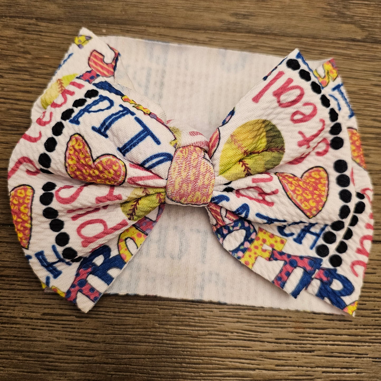 Softball Pink Pattern Bows