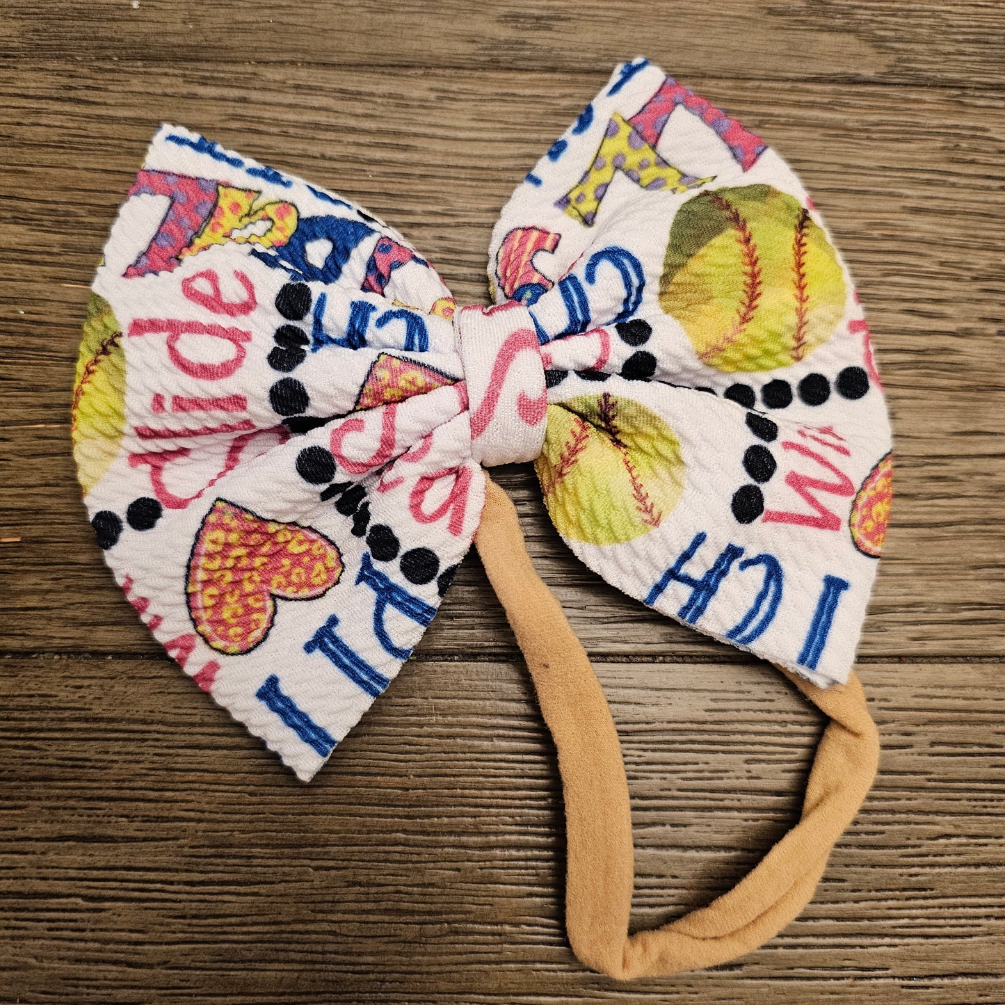 Softball Pink Pattern Bows