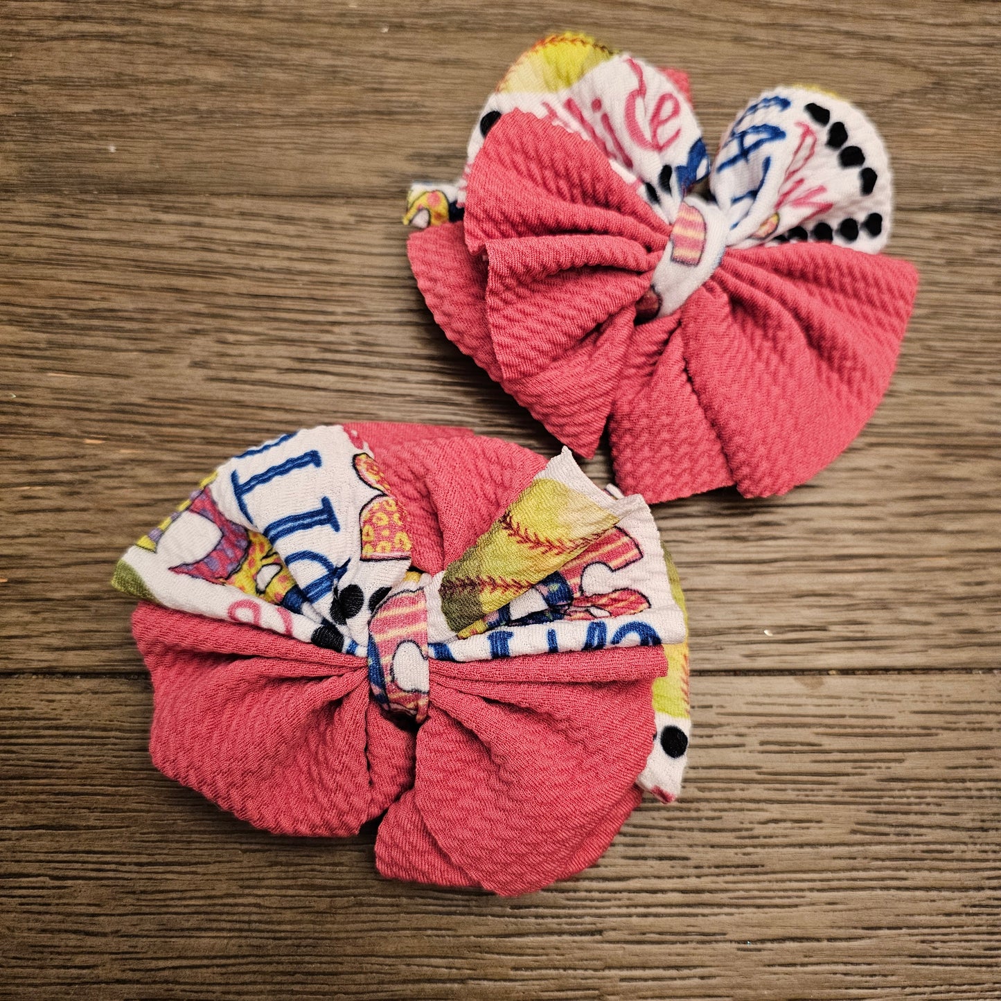 Softball Pink Pattern Bows