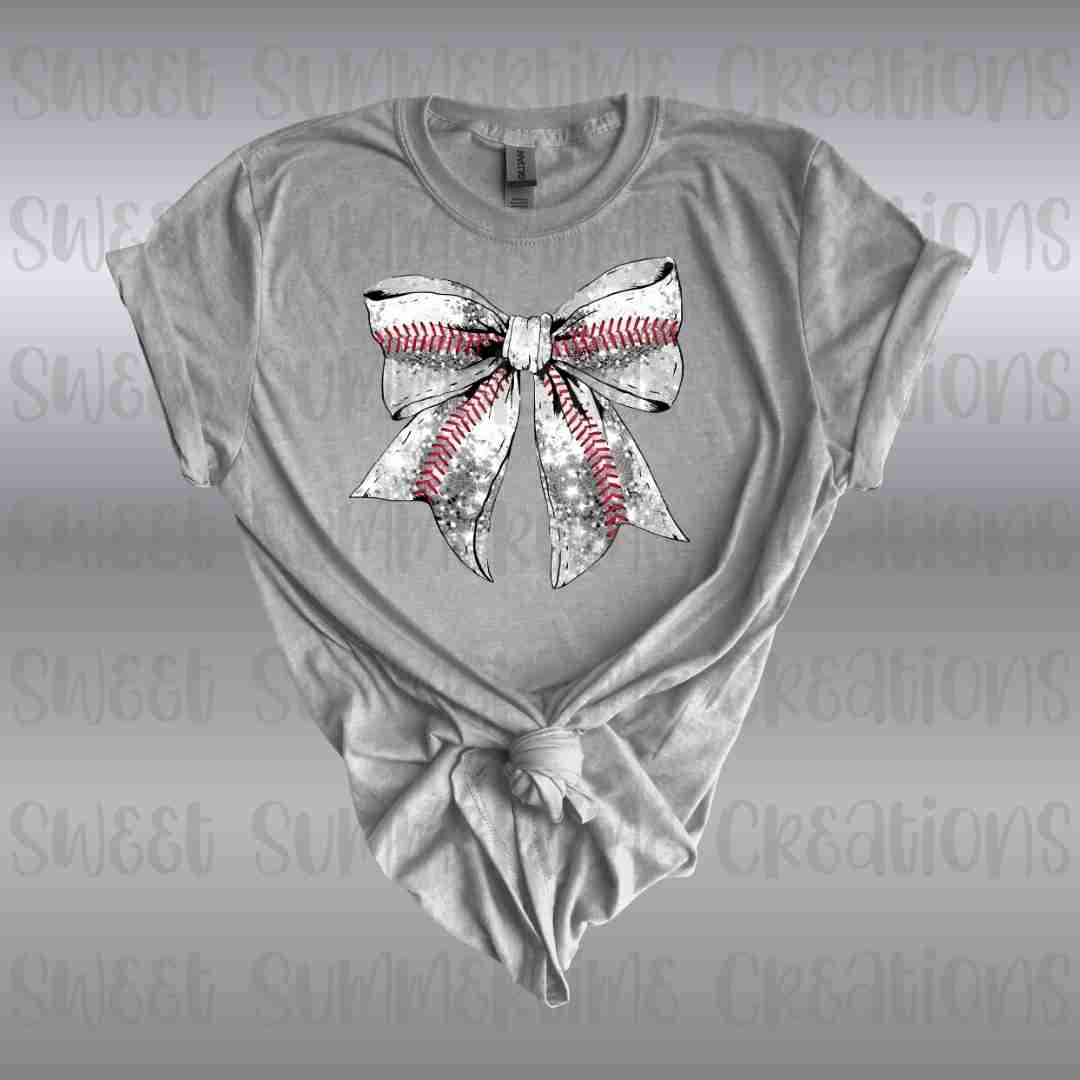 Faux Glitter Baseball Bow