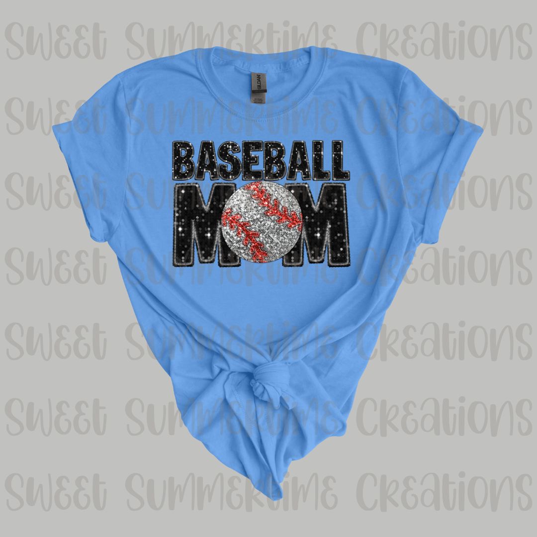 Faux Glitter Baseball Mama