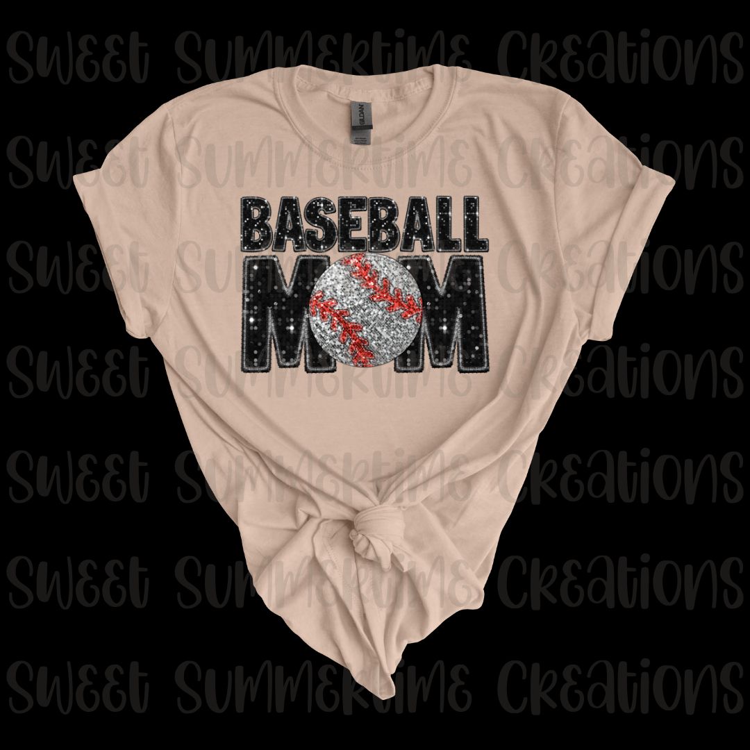 Faux Glitter Baseball Mama