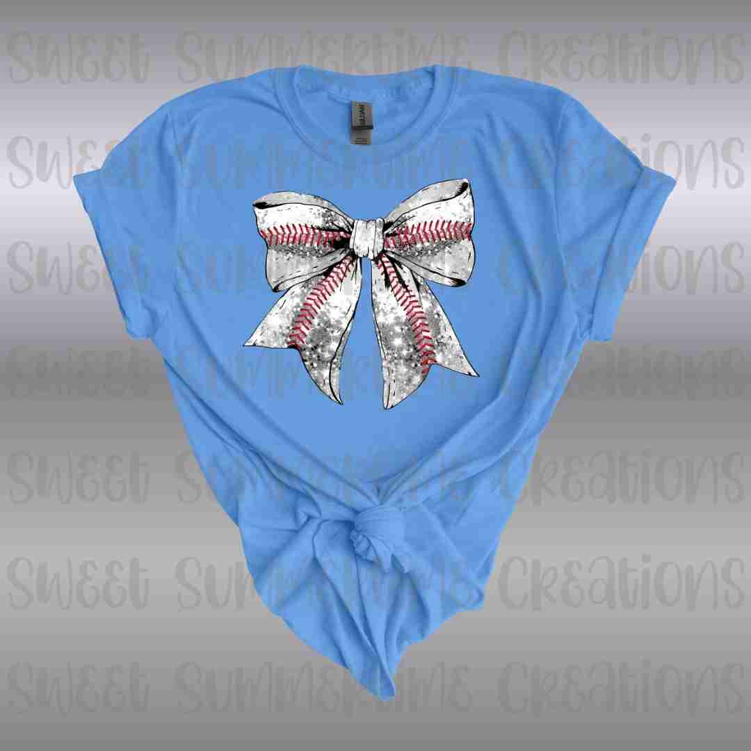 Faux Glitter Baseball Bow