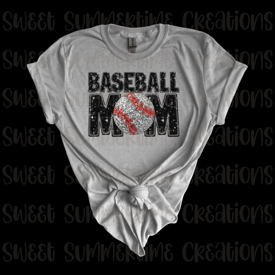 Faux Glitter Baseball Mama