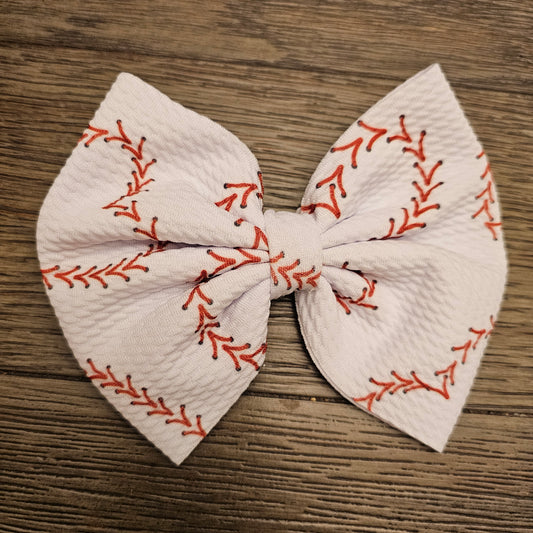 Baseball Heart Stitch Bows