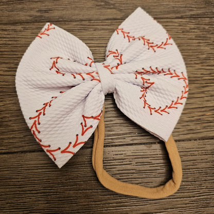 Baseball Heart Stitch Bows