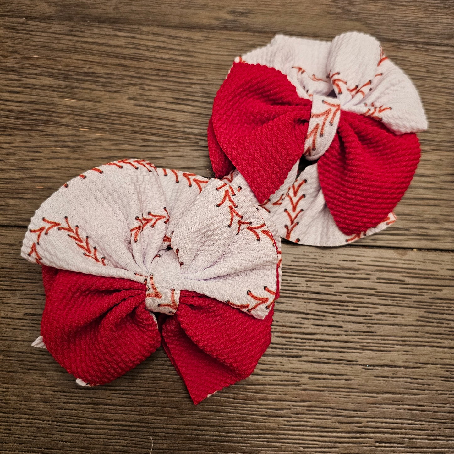 Baseball Heart Stitch Bows