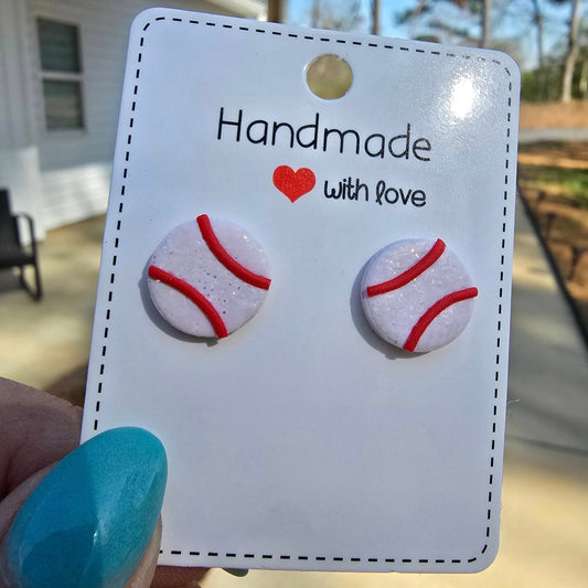 Baseball Clay Stud Earrings