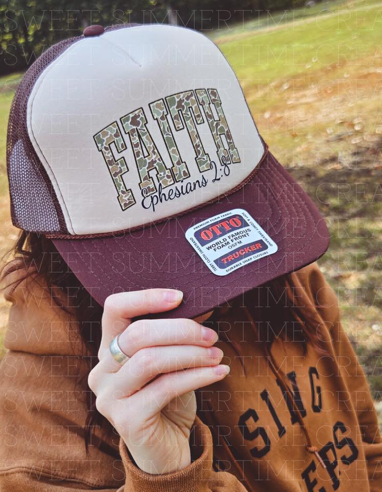 **PRE-ORDER** Camo Scripture Trucker Hats