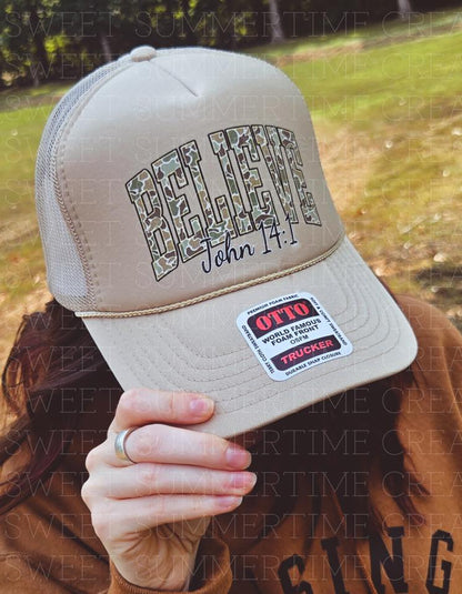**PRE-ORDER** Camo Scripture Trucker Hats