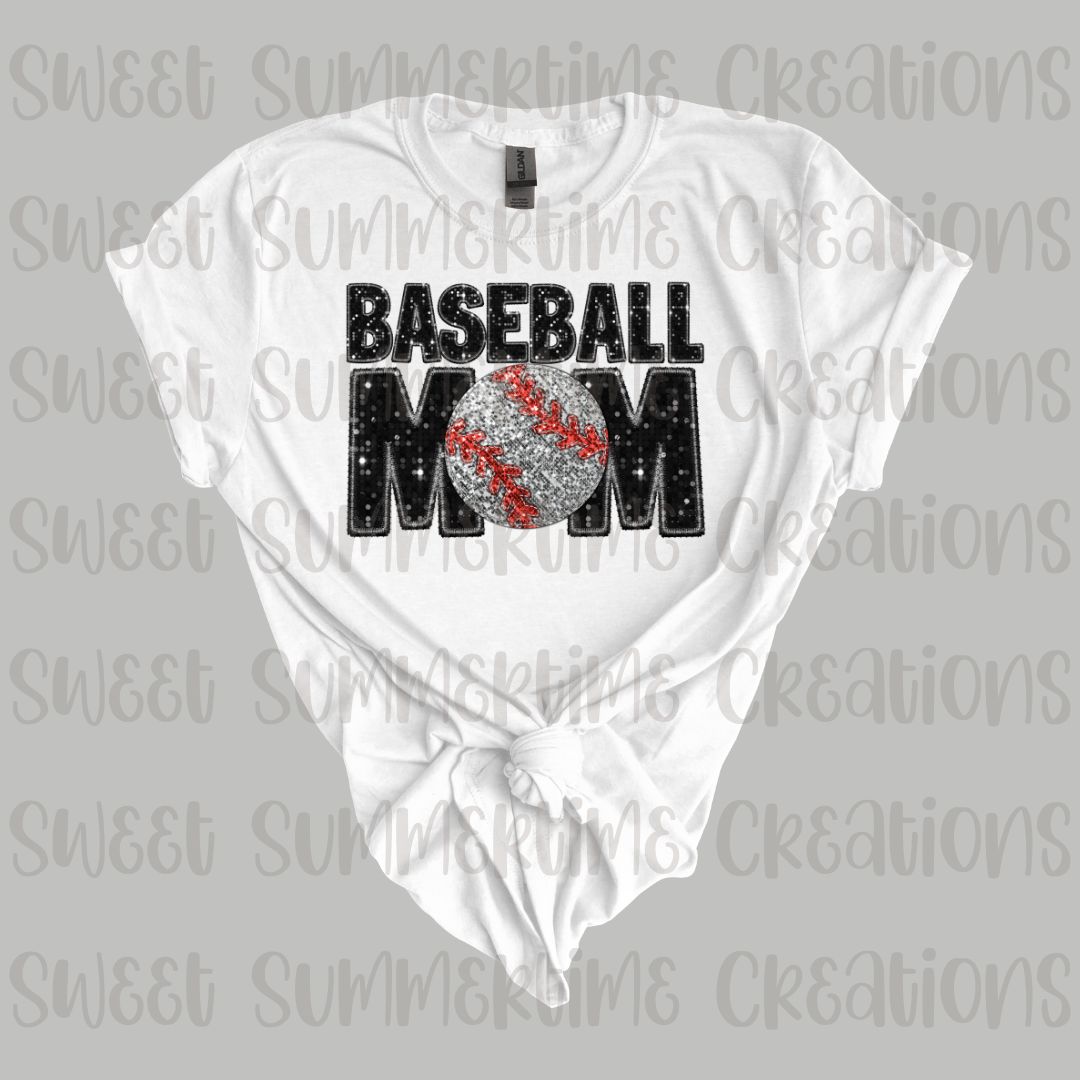 Faux Glitter Baseball Mama