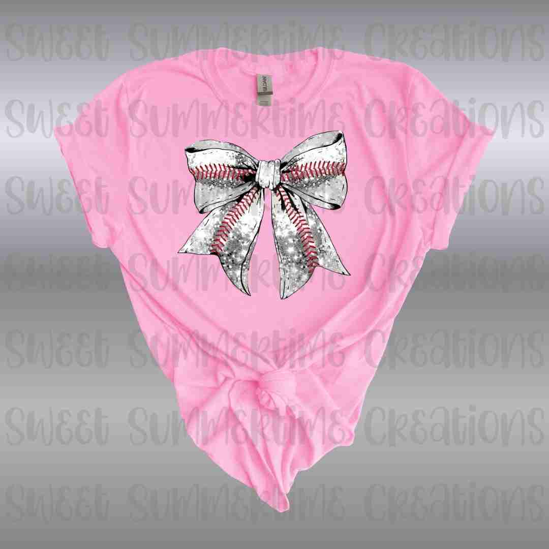 Faux Glitter Baseball Bow