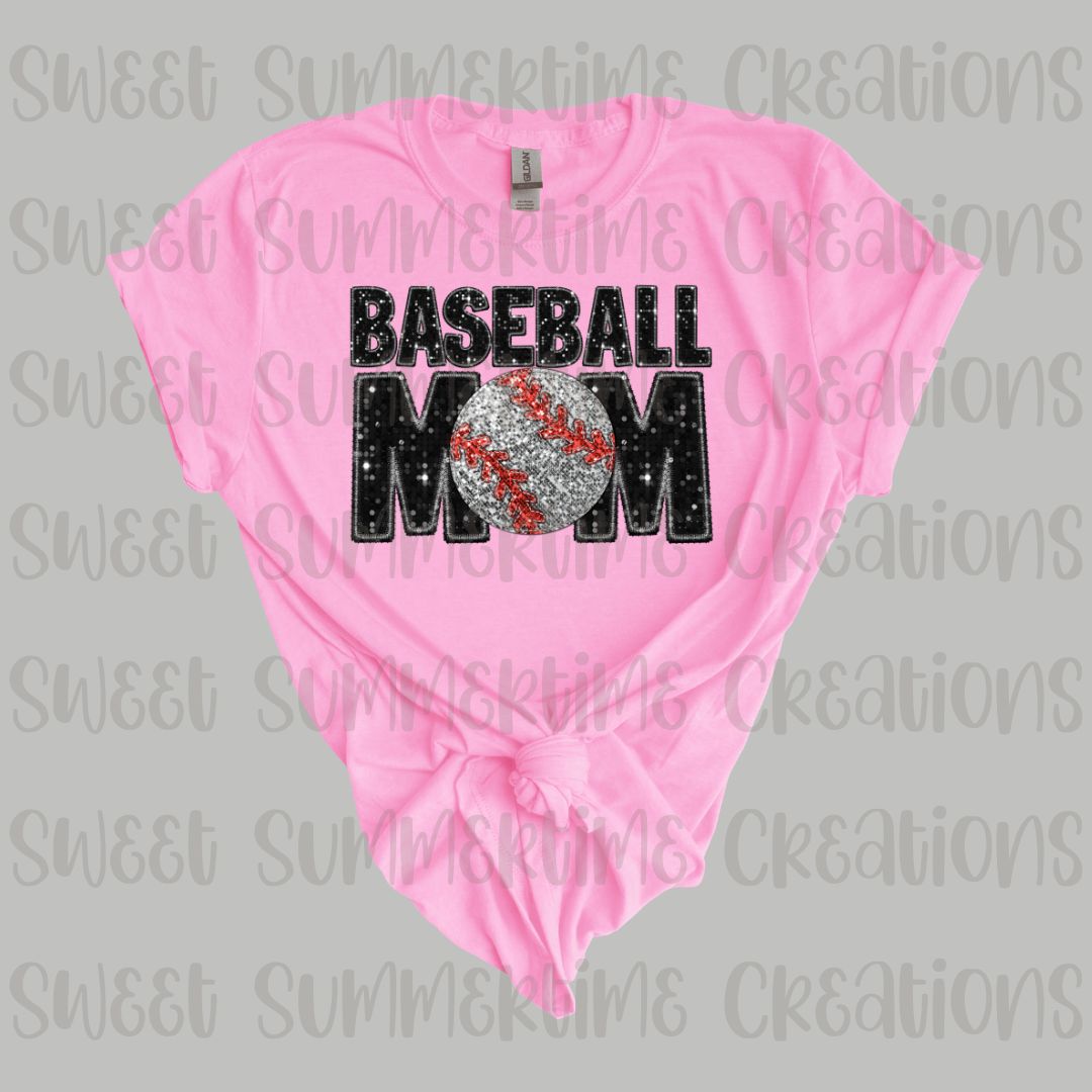 Faux Glitter Baseball Mama