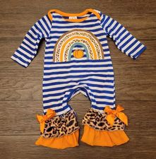 Leopard Pumpkin Rainbows Romper