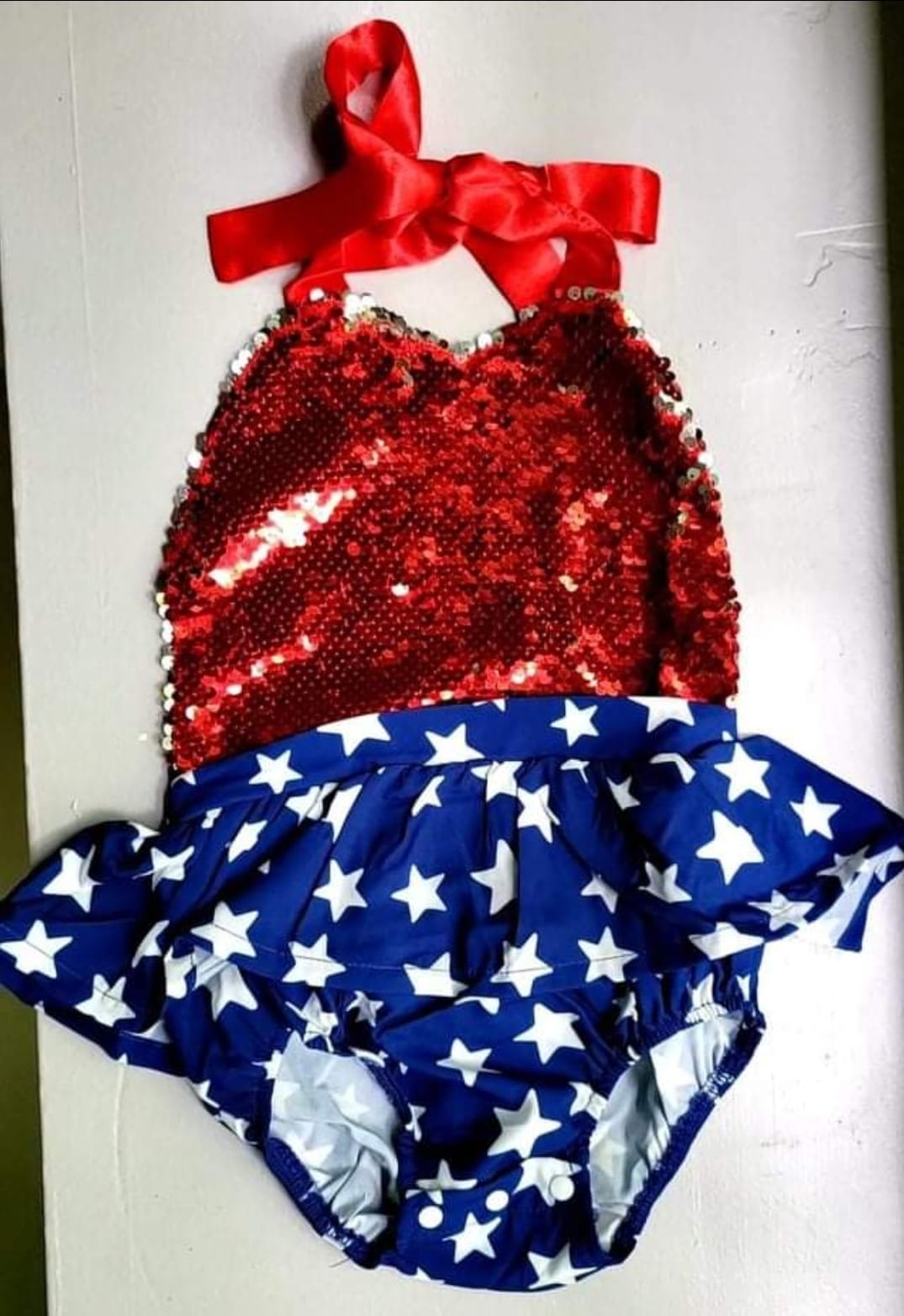 Red White Blue Sequin Romper