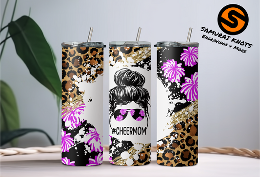 Cheer Mom Messy Bun Tumbler