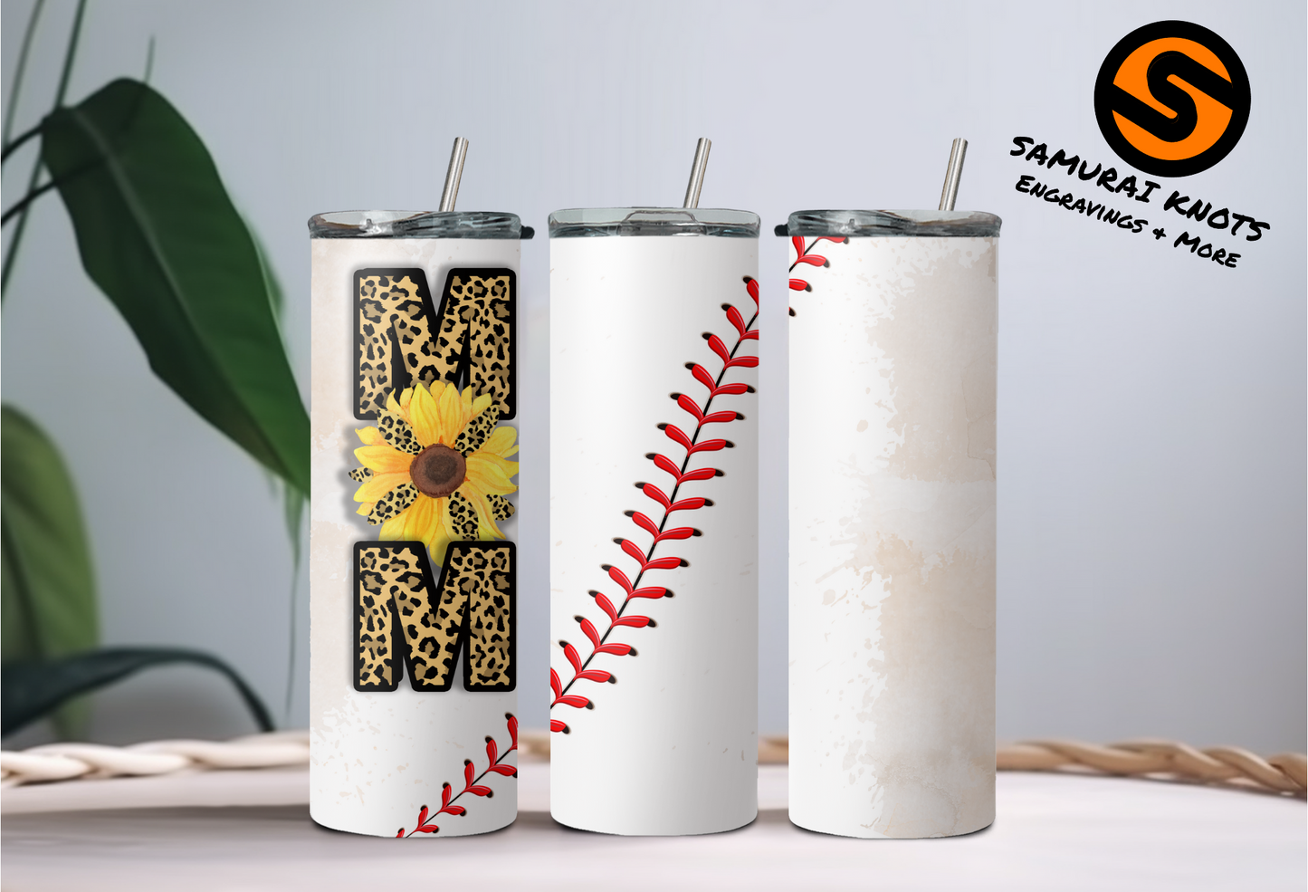 Leopard Mom Baseball Tumbler